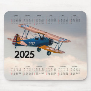 Beautiful Stearman Aeroplane 2025 Calendar Mouse Mat
