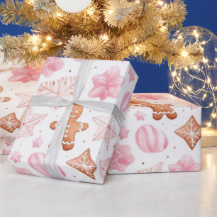 Beautiful Strawberry Gingerbread Christmas  Wrapping Paper