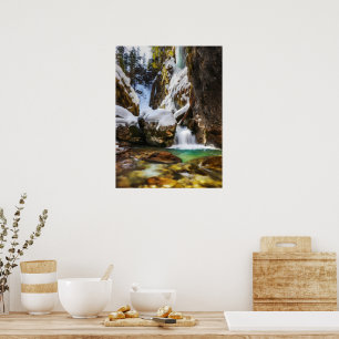 Beautiful stream in Gozd Martuljek end of winter Poster