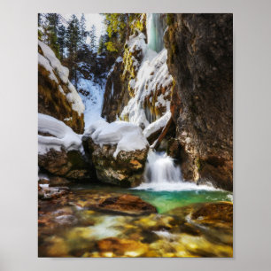 Beautiful stream in Gozd Martuljek end of winter Poster