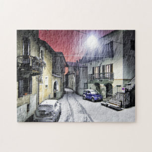 Beautiful Street Snow Scene Jigsaw Puzzle