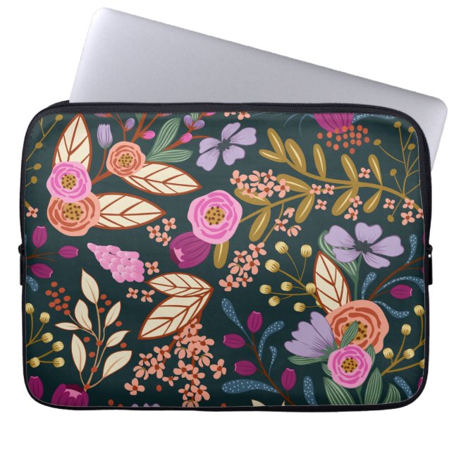 Beautiful striking colorful flowers   laptop sleeve (Front)