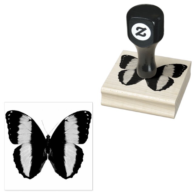 Beautiful Stripe Butterfly Rubber Stamp (Stamped)