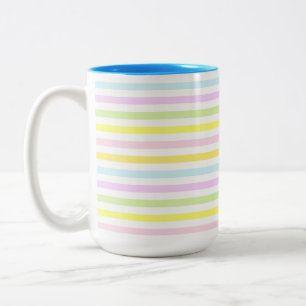 Beautiful Stripes in Pastel Colours Two-Tone Coffee Mug