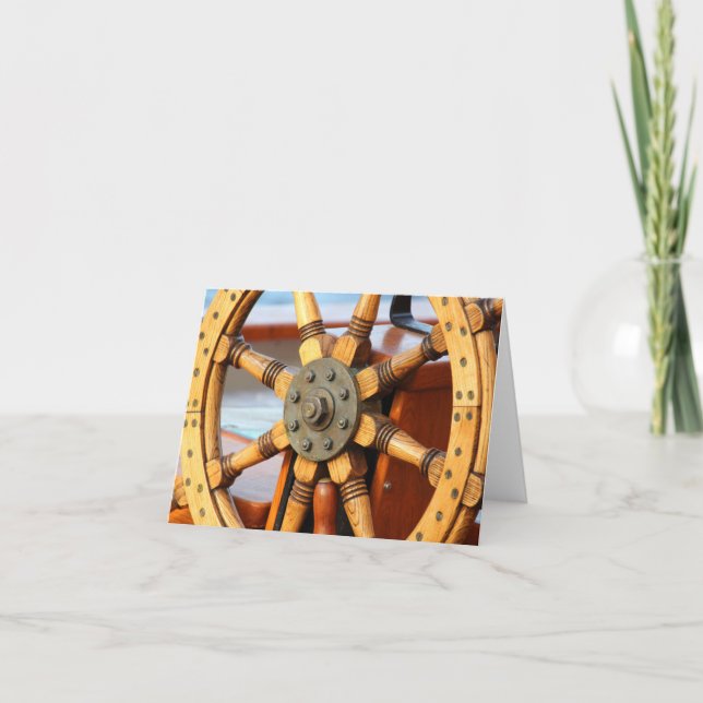 Beautiful, Sturdy Wooden Ship's Wheel Card (Front)