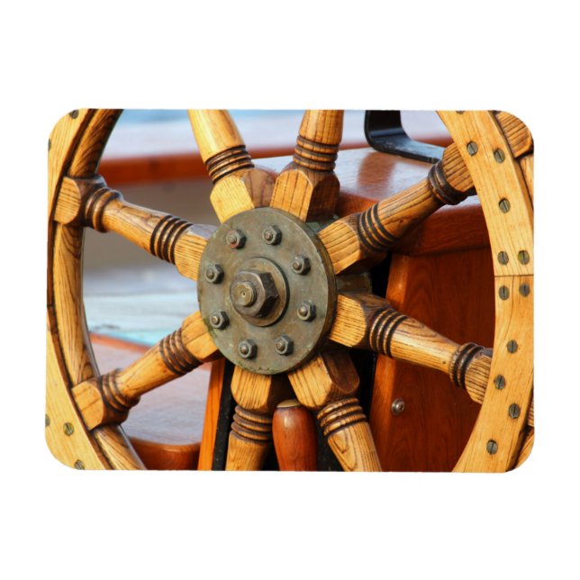 Beautiful, Sturdy Wooden Ship's Wheel Magnet (Horizontal)