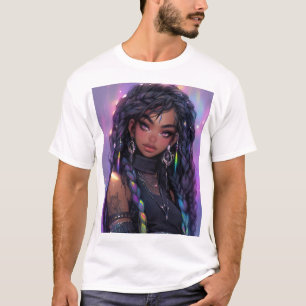 Beautiful Stylish Braided Hair Anime Girl T-Shirt