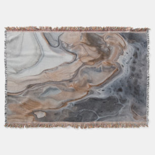 Beautiful Stylish Bronze, Grey and Cream Marbled Throw Blanket