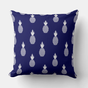 Beautiful Stylish White Pineapple Pattern On Blue Cushion