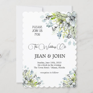 Beautiful Subtle Flowers Wedding Invitation