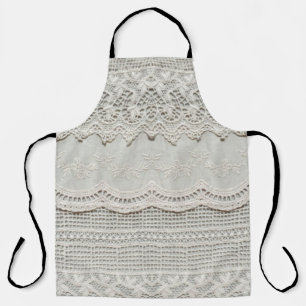 Beautiful, subtle, white laced textile close up. apron