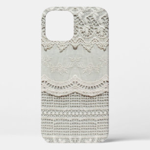 Beautiful, subtle, white laced textile close up.  iPhone 12 case