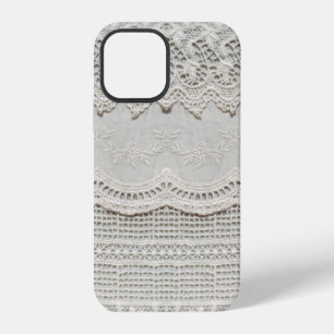 Beautiful, subtle, white laced textile close up. iPhone 12 case
