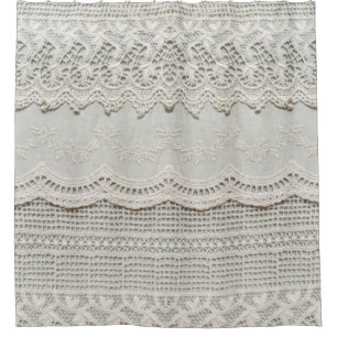 Beautiful, subtle, white laced textile close up.  shower curtain