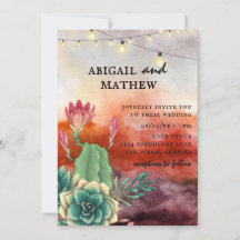 Beautiful Succulent Sunset Heart Geometric Wedding