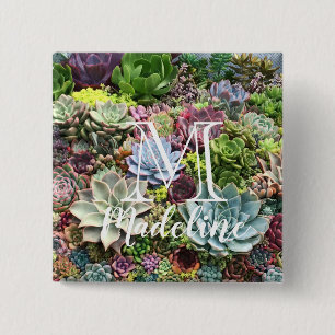 Beautiful Succulents 15 Cm Square Badge