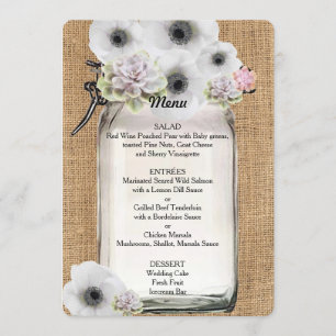 Beautiful, Succulents & Flowers on Burlap Menu