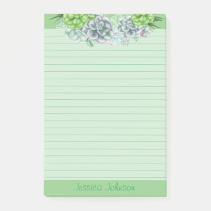 Beautiful Succulents Lovers Personalised Lined Pos Post-it Notes