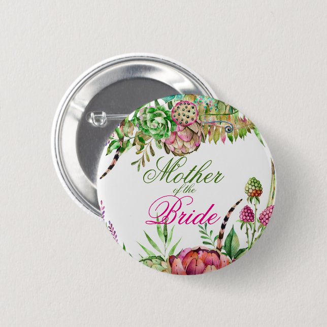 Beautiful Succulents Mother of the Bride Button (Front & Back)