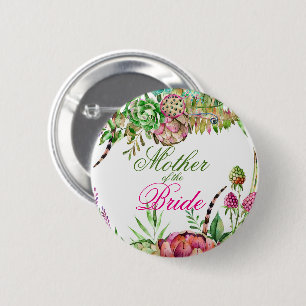 Beautiful Succulents Mother of the Bride Button