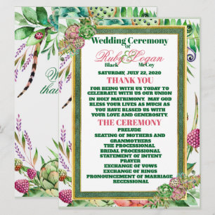 Beautiful Succulents Wedding Ceremony Card