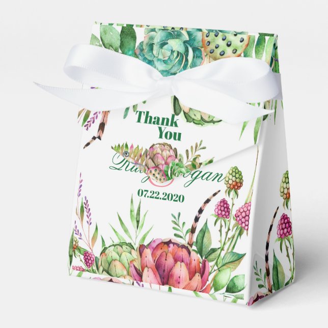 Beautiful Succulents Wedding Favour Box (Front Side)