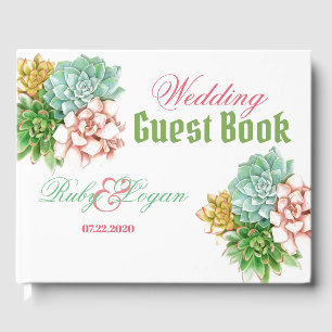 Beautiful Succulents Wedding Guest Book