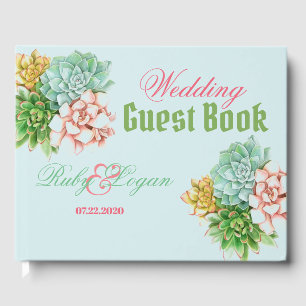 Beautiful Succulents Wedding Guest Book