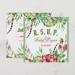 Beautiful Succulents Wedding RSVP Card