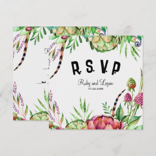 Beautiful Succulents Wedding RSVP Card