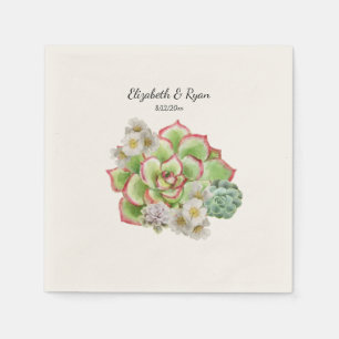 Beautiful Succulents White Flowers Wedding, Napkin