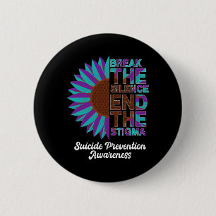 Beautiful Suicide Prevention Awareness Sunflower W 6 Cm Round Badge