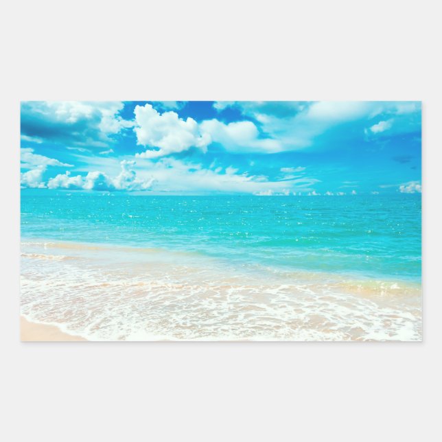 Beautiful Summer Beach Rectangular Sticker (Front)