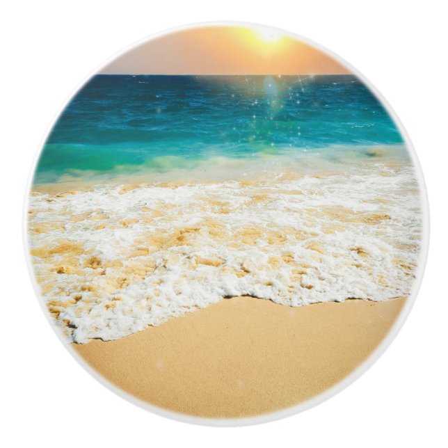 Beautiful Summer Beach Sunset Photo Ceramic Knob (Front)