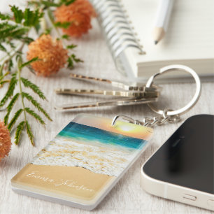 Beautiful Summer Beach Sunset Photo Key Ring