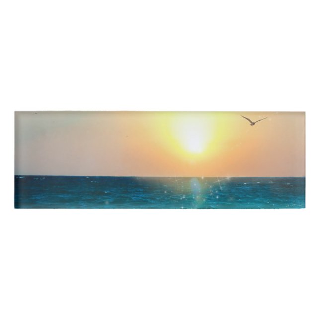 Beautiful Summer Beach Sunset Photo Name Tag (Front)