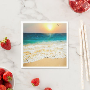 Beautiful Summer Beach Sunset Photo Napkin