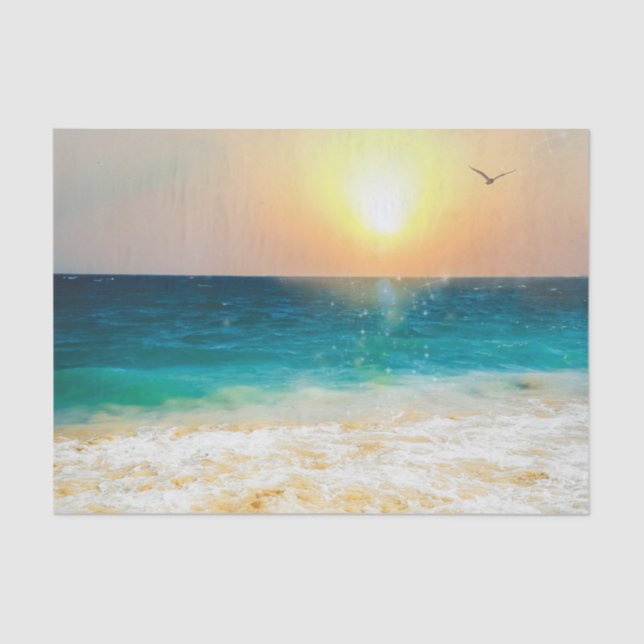 Beautiful Summer Beach Sunset Photo Tissue Paper (Front)
