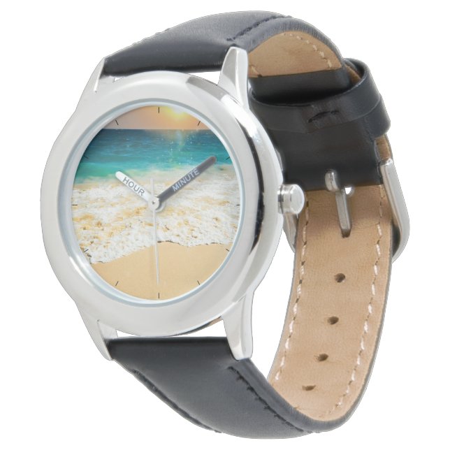 Beautiful Summer Beach Sunset Photo Watch (Angled)