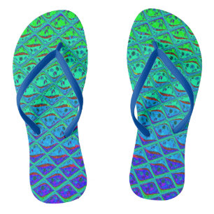 Beautiful Summer Blue Waves unique custom pattern Flip Flops