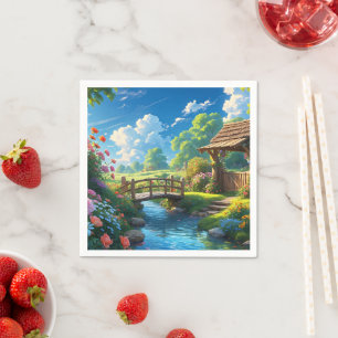 Beautiful Summer, colorful illustration, Napkin