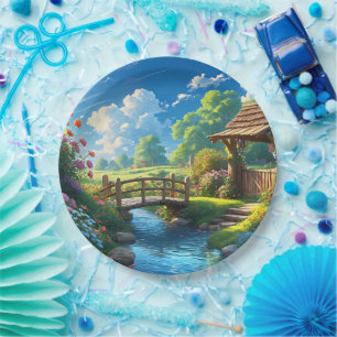 Beautiful Summer, colourful illustration, Paper Plate