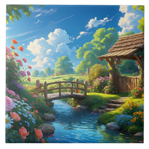 Beautiful Summer, colourful illustration, Tile