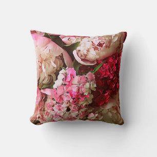 Beautiful summer flowers. Bouquet of pink peony an Cushion
