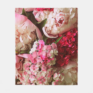 Beautiful summer flowers. Bouquet of pink peony an Fleece Blanket