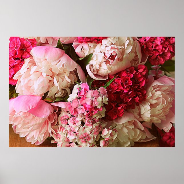 Beautiful summer flowers. Bouquet of pink peony an Poster (Front)