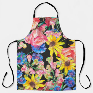 Beautiful Summer flowers with roses. Floral seamle Apron