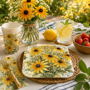 Beautiful Summer Garden Sunflowers Paper Plate