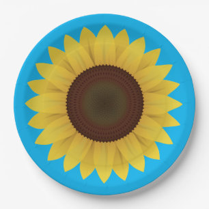 Beautiful Summer Sunflower Paper Plate