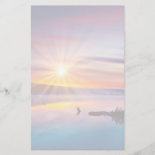 Beautiful summer sunset in the lake stationery